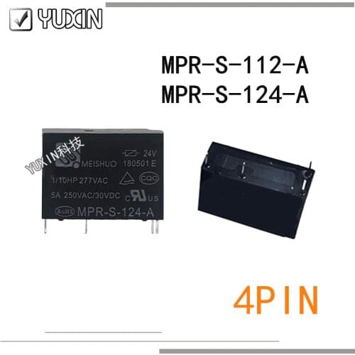 20PCS/LOT 100%Original&New Relay MPR-S-112-A MPR-S-112-A-12VDC MPR-S-124-A-24VDC MPR S 112 A 12V MPR S 124 A 24V 5A 4PIN