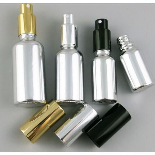 200 X High Quality Refillable Silver Glass Perfume Bottle With Gold Black Silver 5ml 10ml 20ml 30ml 50ml 100ml with Mist Spray