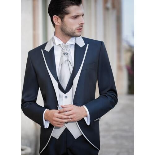 2017 Latest Coat Pant Design Italian Navy Blue Men Wedding Suits Slim Fit 3 Piece Tuxedo Custom Blazer Groom Prom Suit Masculino