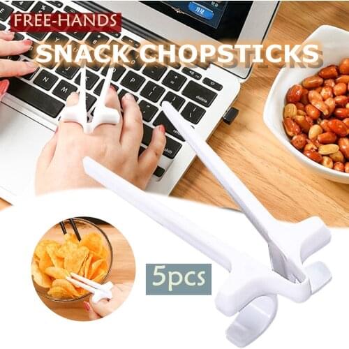 5 Pcs Snack Chopsticks Play Games Finger Chopsticks Lazy Assistant Clip Snacks Potato Not Dirty Hand Kitchen Tool Chopsticks Set