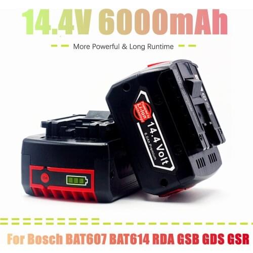 14.4V 6000mAh Rechargeable Li-ion Battery Cell Pack for BOSCH Cordless Electric Drill Screwdriver BAT607,BAT607G,BAT614,BAT614G