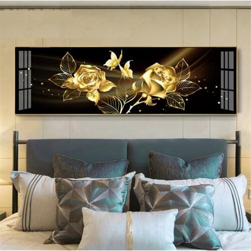 Large Full Square/Round 5D Diy Diamond Gold Rose Flowers Resin Diamond Embroidery Mosaic Diamond Cross Stitch Kits Wall Decor