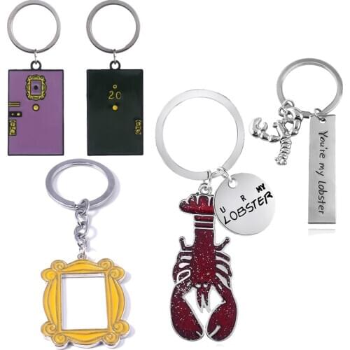 Tv show friends keychain best firends Central Perk coffee keyring photo frame keyfob trinket key holder charm pendant women men