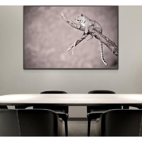 Black and White Leopard Wall Art Posters and Prints Wildlife Animals Canvas Paintings Wall Art Pictures Living Room Home Decor