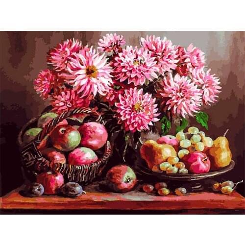 Flowers European Style DIY Cross Stitch Embroidery 11CT Kits Craft Needlework Set Printed Canvas Cotton Thread Home Design