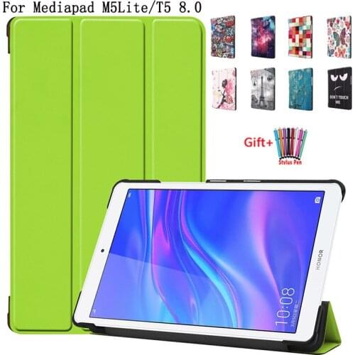 For Huawei Mediapad M5Lite Case JDN2-L09 JDN2-W09 8.0Inch Case Magnetic Stand Smart PU Leather Cover For Mediapad T5 8.0'' Funda