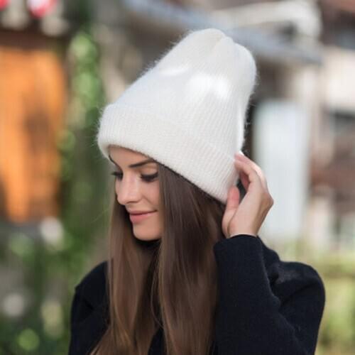 DYLAOPAN 2020 Hot Candy Colors Winter Hat Women Knitted Hat Warm Soft Trendy Hat Kpop Style Wool Beanie Elegant All-match Hat