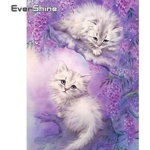 Evershine 5D DIY Diamond Embroidery Sale Cat Cross Stitch Kit Diamond Painting Animal Rhinestones Pictures Home Decor Gift