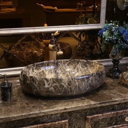 Porcelain Cloakroom Round Wash Basin Lavabo Counter top Sink Vessel Bathroom Hand Paint Art Wash Bowl oval