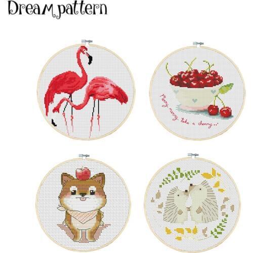 Flamingo Cherry 2 Puppy A hedgehogs kiss cross stitch kit aida 14ct 11ct count print canvas stitches embroidery DIY handmade ne