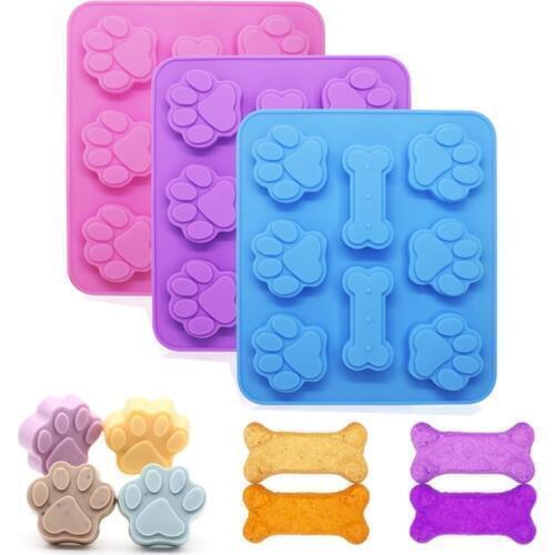 Cat Feet and Bone Shape Soap Mold Silicone Pet Treat Molds Soap Chocolate Jelly Candy Mold DIY Cake Decorating Baking Molds