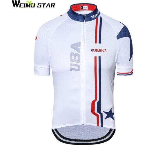 Weimostar Bike Team Racing Sport Cycling Jersey USA Summer Bicycle Cycling Clothing Short Sleeve mtb Bike Jersey Ropa Ciclismo