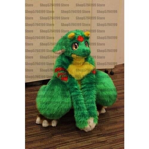 Customised #M24 GREEN FOX HUSKY Dog Furry Fursuit Suit Mascot Costume Cosplay Animal Party Fancy Dress Carnival Birthday Gift