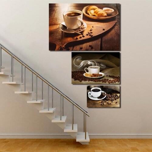 Steaming Coffee Cup Bean Wall Art Canvas Poster And Print Canvas Painting Oil Decorative Picture Modern Living Room Home Decor
