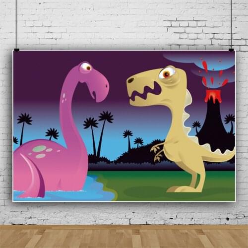 Cute Painted Dinosaur Backdrops Photo Background Decors for Birthday Portrait Photography Video Props Photocall