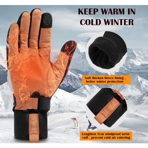 Motorcycle Winter Gloves Full Finger Bicycle Gloves Windproof Bicycle Motorcycle Skiing Fitness Gloves Running Cycling Training