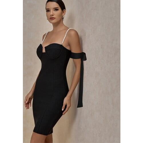 2021 Summer New Style Bandage Dress Ladies Black Bandage Dress Strapless Sexy Nightclub Party Dress High Quality