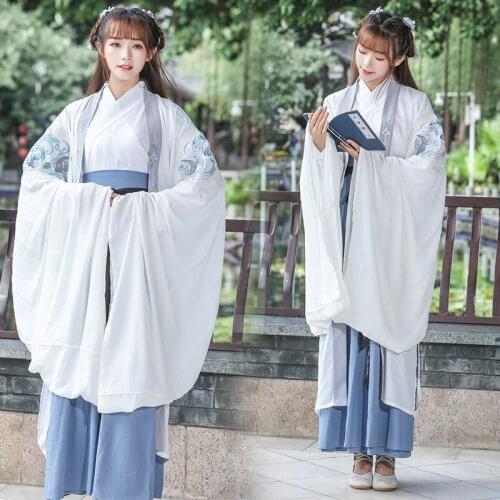 Han clothes big sleeve shirt cross collar clothes Han elements embroidered womens waist length Ru skirt suit spring