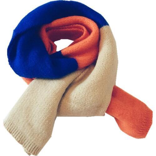 Autumn Winter Childrens scarf Boys Girls students double-sided color matching imitation cashmere wool collar girls shawl