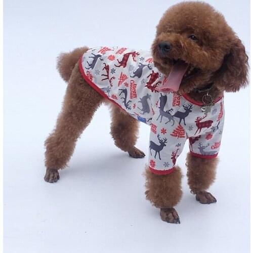 Pet Dog Autumn Winter Small Medium Dogs Comfortable Cotton T-shirt For Puppy Christmas T-shirt Vest Xmas Pet Clothes
