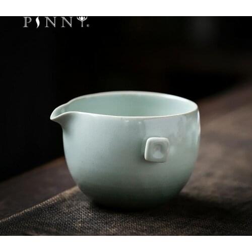 PINNY 150ML Cyan Glaze Ceramic Kung Fu Chahai Heat Resistant Tea Infusers Retro Traditional Chinese Drinkware