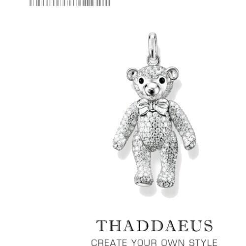 Pendant Teddy Bear,2020 Spring New Fashion 925 Sterling Silver Jewelry Europe Bijoux Cute Accessories Gift For Woman Men