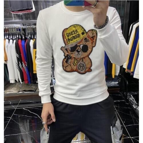 Drop shipping High quality winter Diamonds clothing boys male men autumn hoodie Hot drill design