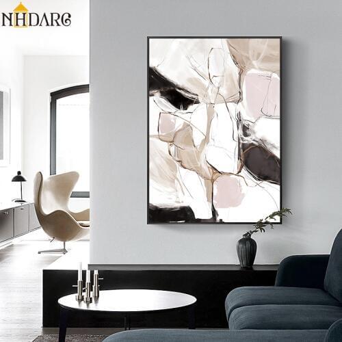 Pink Line Color Piece Chic Abstract Canvas Print Painting Poster Art Wall Picture for Living Room Home Decoration Wall Decor