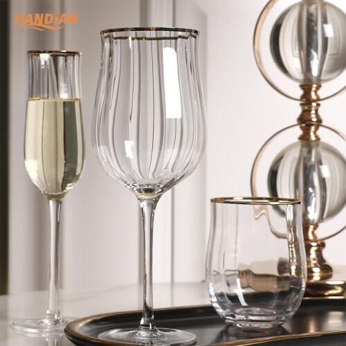 Tulip lead free crystal glass vertical rib cocktail glass juice glass champagne glasses