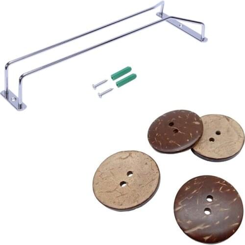 Glass Wine Champagne Cup Hangers Rack Holder with 150Pc Thick Coconut Shell 2 Holes Button Natural Coconut Shell Buttons