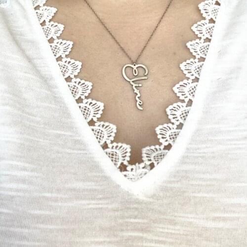 Stainless Steel Customized Vertical Necklace Personalized Number Letter Pendant for Women Man Choker Necklace Hot Jewelry Gifts