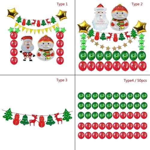 Merry Christmas Home tree Decorations Balloons Fabric Felt Hanging Buntings Garland Banner String Party Flag tree decorations