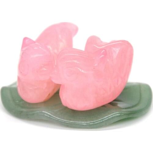 1.5" Mandarin Ducks Sculpture Natural Stone Carved Decor Healing Crystals Quartz Statue Ornament