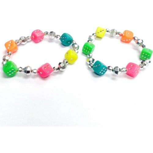 5 pcs Girls kids dice shape silver Bracelet 002 Toys Princess Gift Pinata Loot Fillers Favors Novelty Birthday Party Favour