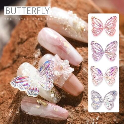 8pcs Butterfly Wings 3D Nail Art Decoration Wave Strip Symphony Nail Art DIY Design Beauty Holographic Manicure Set for Nails