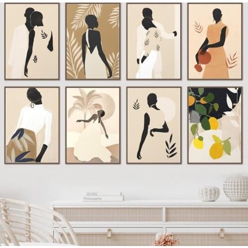 African Woman Lemon Tropical Plant Abstract Art Canvas Painting Nordic Posters And Prints Wall Pictures For Living Room Decor