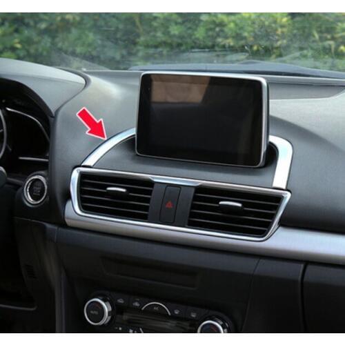 ACCESSORIES FIT FOR MAZDA 3 AXELA BM 2014 2015 2016 CENTER DASHBOARD NAVI NAVIGATION PANEL CHROME COVER TRIM FRAME GARNISH
