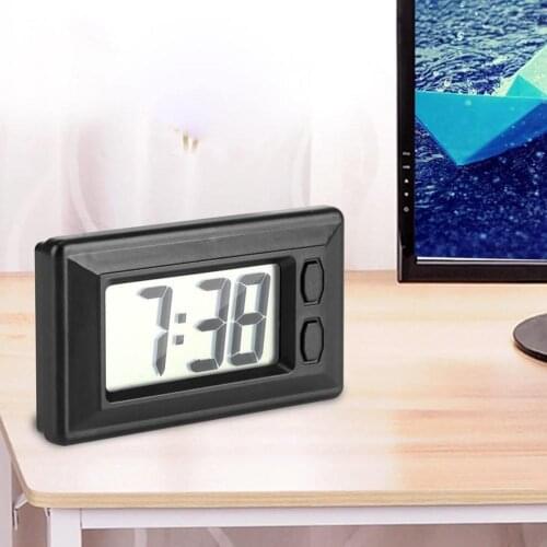 Car Adhesive LCD Digital Clock Calendar On Dashboard Vehicle Electronic Home Large Watch Classic Accessories Wall Desk Digi I0K4