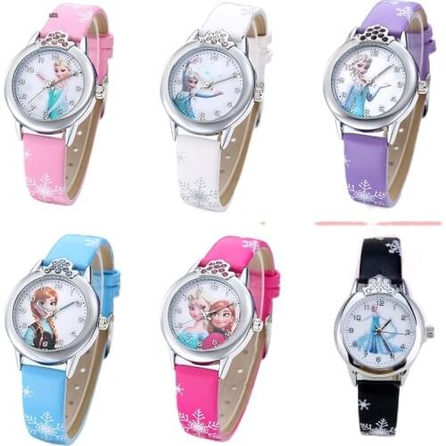Disney Frozen Mickey Mouse Pooh Bear Childrens Watch Imitation Leather Strap Quartz Watch Anime Cartoon Cute Casual Gift