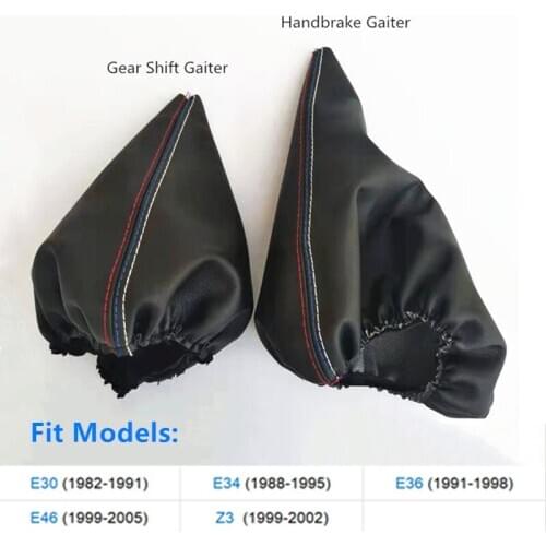 Car Gear Shift Collars Manual Handbrake Gaiter Boot Cover For BMW 3 Series E46 E30 E34 E36 M3 Z3 Black Leather Accessories