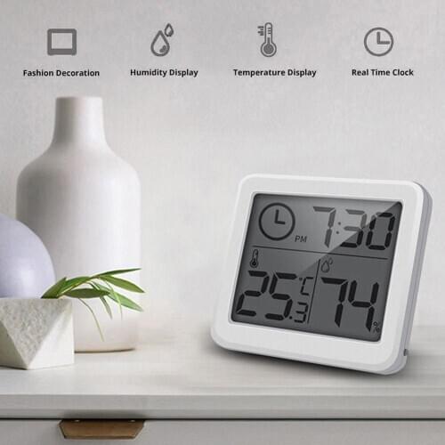 Digital Thermometer Clock Electronic Digital Smart Hygrometer Temperature Digital Humidity Meter LCD Indoor Thermometer S5I3