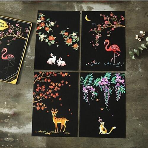 Children Kids learning Education Toys Painting Doodle Scratch Toys 4Pcs/set Magic Colorful Drawing Board Paper Painting Scraping