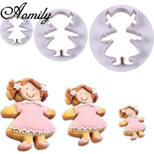 Aomily 3D Girls Shape Cake Molds Cookie Cutter Fondant Cake Embossing Baking Mold Pastry Chocolate Cutter Mold Baking Tools