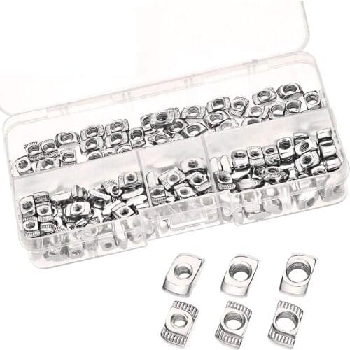 Hot 180 Pcs 2020 Series T Slot Nuts M3 M4 M5 T Nuts EU Aluminum Extrusions Slim Slot Hammer Head Fastener Nut Assortment Kit