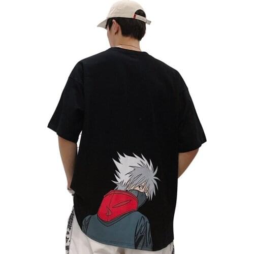 Anime Boruto Cosplay Costume Kakashi Black White T-shirt Summer Loose T-shirt Harajuku Style Halloween Party Role Play Adults