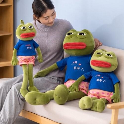 Creative 60/80/100CM Cute Expression Pepe The Frog Sad Frog Plush 4chan Meme Toys Stuffed Animal Dolls for Kids Lovely Gift