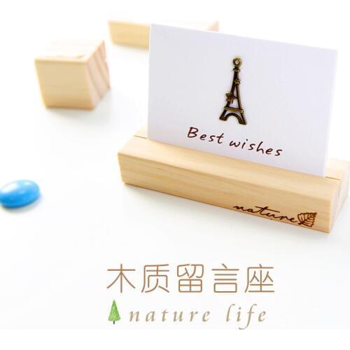 2 pcs/lot Creative vintage wooden Clip Holder Scratch Pad message postcards photos business card note clip display stand bracket