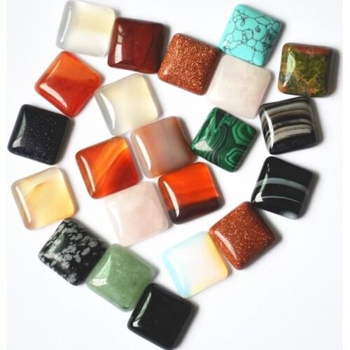 Wholesale New Hot Sale Mixed Natural Onyx Opal Blue Sands Howlite pink Quartz Stone Square Cabochons 16mm*16mm 50pcs/lot