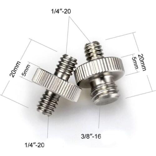 Metal 1/4" Male to 1/4" or 3/8" Male Threaded Adapter 1/4 or 3/8 Inch Double Male Screw Adapter for Tripod Camera Accessories