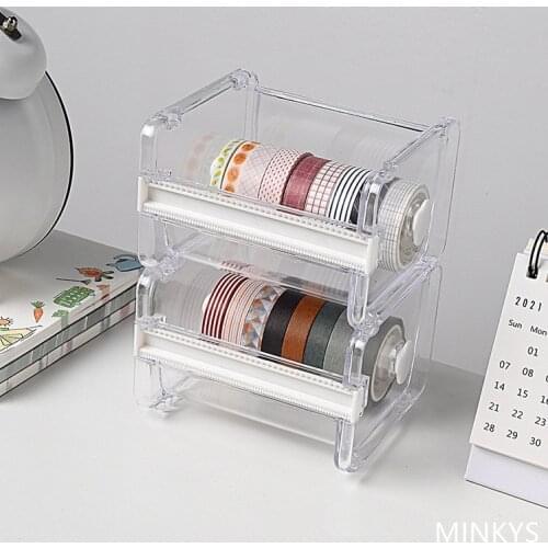 MINKYS New Arrival Multifunctional Washi Masking Tape Cutter Machine 2 in 1 Tapes Storage Box Kawaii School Stationery